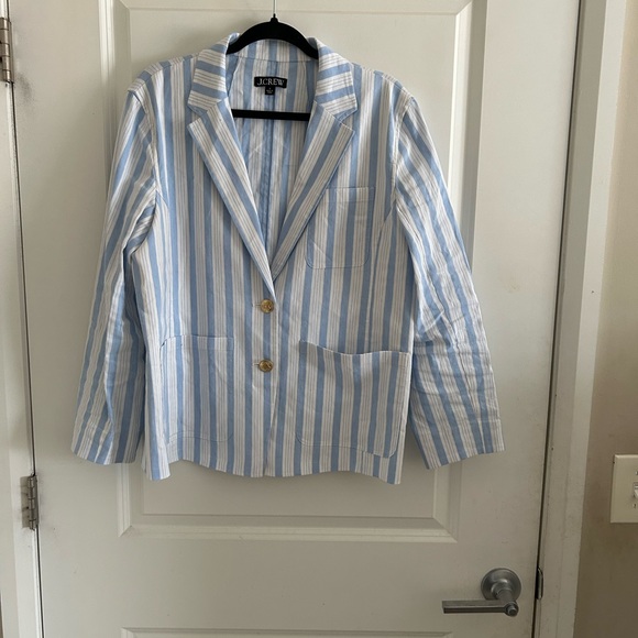 J. Crew Light Blue and White Striped Blazer - Picture 4 of 11